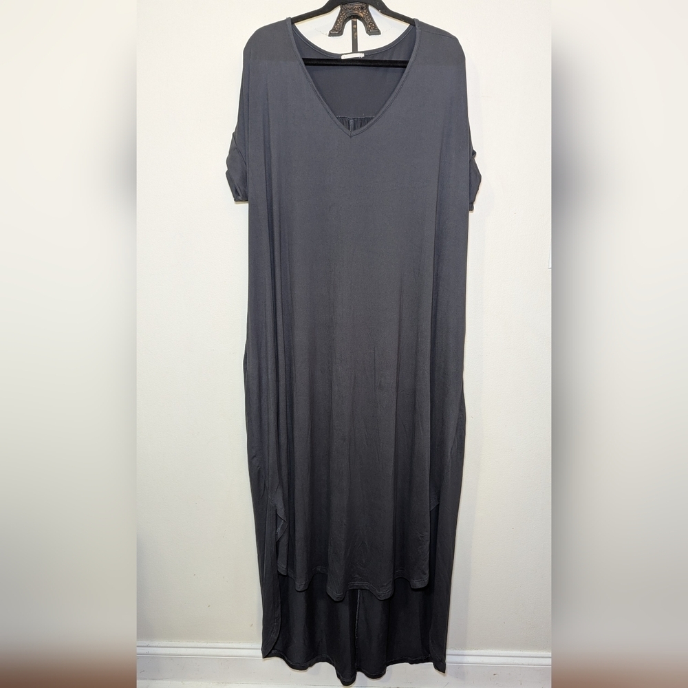 Chicsoul Gray High-Low Maxi Dress with Pockets, Oversized Women's Size 2X